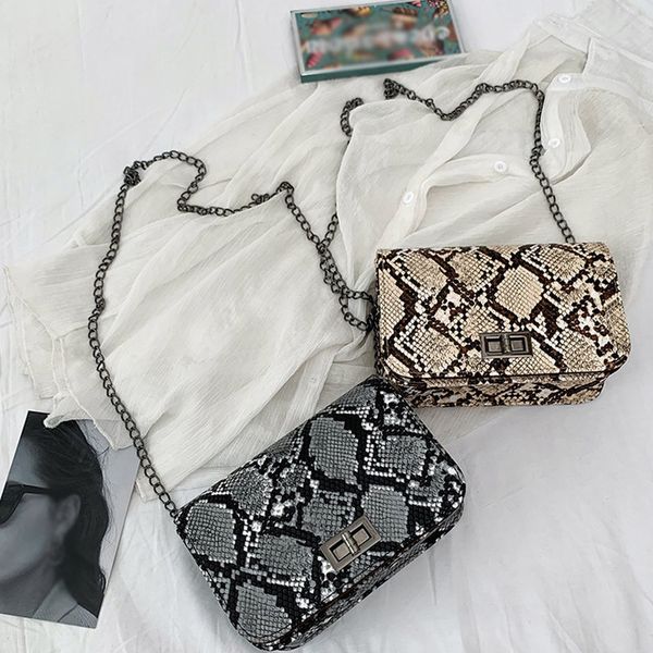 

handbags women bags designer serpentine fashion small square crossbody bags wild girls snake print shoulder messenger bag h10