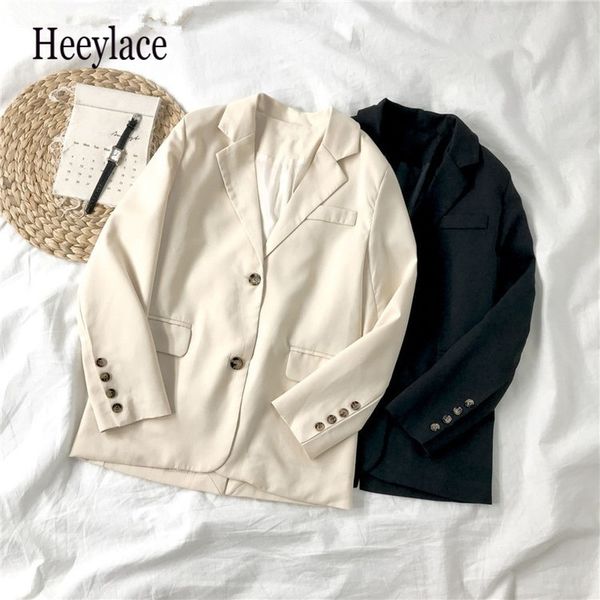 

work fashion women blazers solid single breasted office lady blazer feminino autumn 2020 ropa mujer korean, White;black