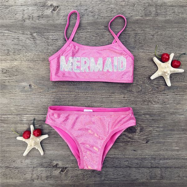 

3 8 years mermaid sequin swimsuit children girls bikini 2020 cute kids bikinis beach wear bandage biquini bathing suit 292, White;black