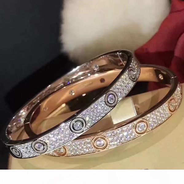 

l jewelry women mens bracelets love bracelet full diamond bangles rose gold silver screw bracelet with original box, Black