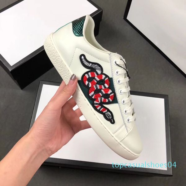 

white women casualshoes mens designer luxury shoes sneakers genuine leather embroidery classic trainers python embroidered love sneakers t04, Black