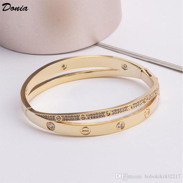 

donia jewelry party euro american fashion card series large classic micro inlaid zirconia bracelet women's bracelet birthday christmas, Black