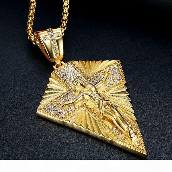 

ewelry аксессуары мужская ожерелье большой хесус крест кулон цепи mens цвета золота нержавеющей стали распятие ожерелья человек iced out bli, Silver