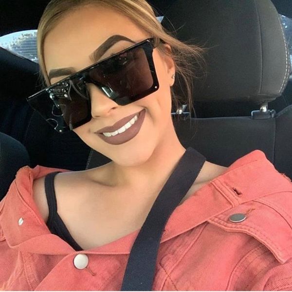 

oversized square mirror sunglasses women men one piece flat sun glasses for women fashion lunette de solei design oculos drop shipping, White;black