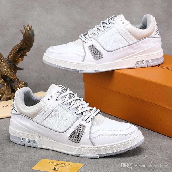 

горячие роскошные мужская обувь кроссовки моды кожа дышащий runner top quality zapatos de hombre mens casual обувь luxury тренер тапки l57 s, Black