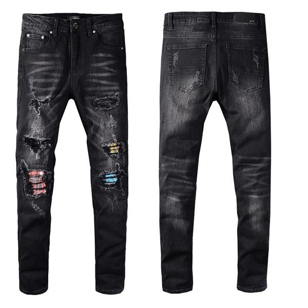 

new men's designer trend beautiful men's zipper hole beggar jeans crime designer jeans motorcycle designer design, Blue