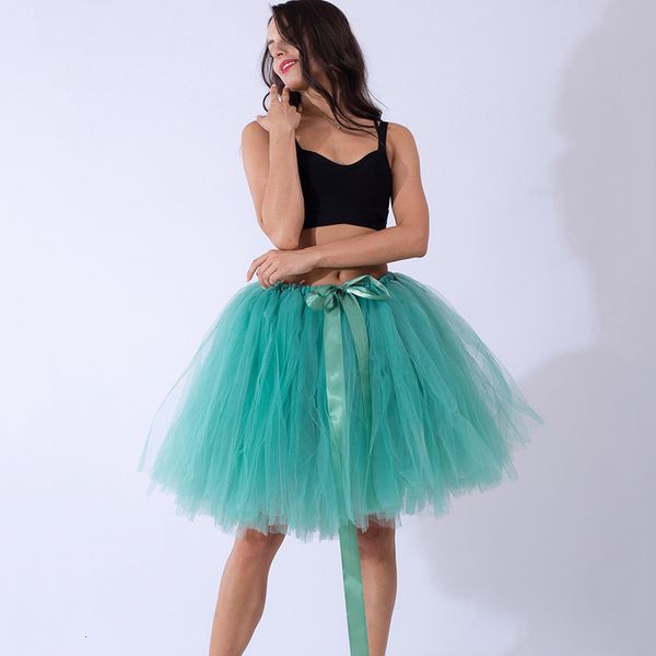 

2020 puffy midi knee length marsala tulle skirt high waist women underskirt wedding bridal skirt lolita faldas saias, Black