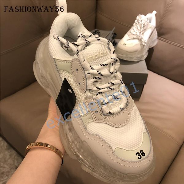 

paris casual shoes triple s clear sole trainers dad shoe sneaker black oversized mens womens beige runners chaussures 11