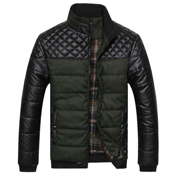 

men's jackets and coats 4xl designer patchwork pu jackets men outerwear winter fashion male clothing solid color warm cloth, Black;brown
