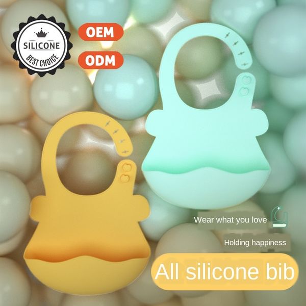

baby silicone silica gel silica gel food grade silicone bib children ear bib waterproof oil-proof cartoon pattern