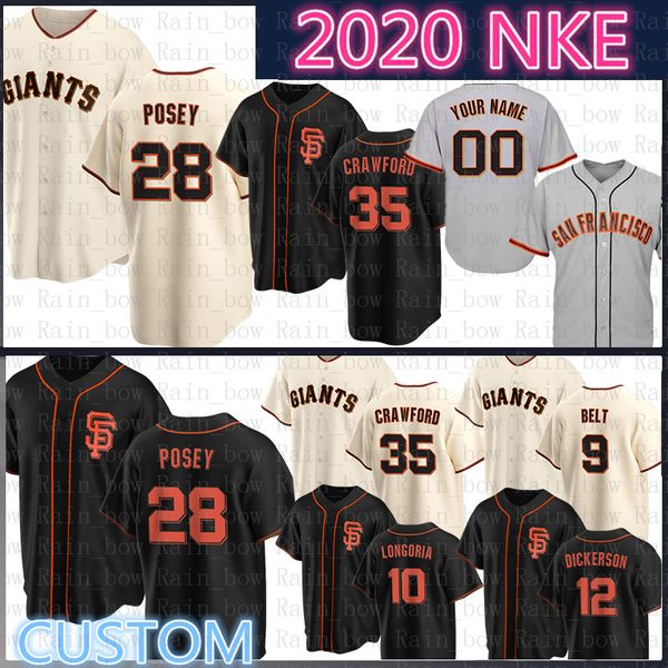 

san buster posey francisco custom giants 2020 baseball jersey will clark madison bumgarner brandon crawford belt sandoval longoria panik, Blue;black