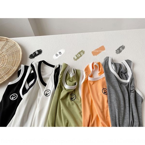 

korean-style five-color smiley face vest cute cartoon sling for camisole vest children and children 2020 new sleeveless top, Blue