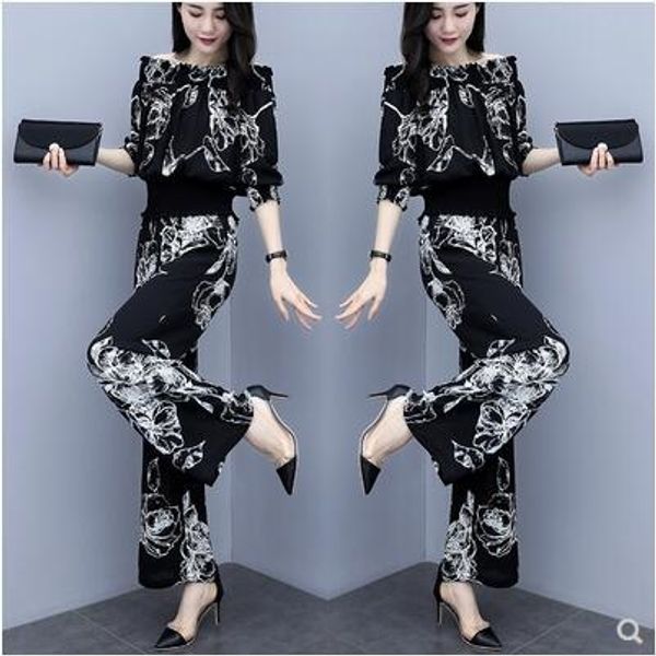 

2mwy6 women's suit 2020 summer new fashion casual chiffon drop-feeling wide leg pants droop leggings shoulder wide leg pants slimming w, Gray