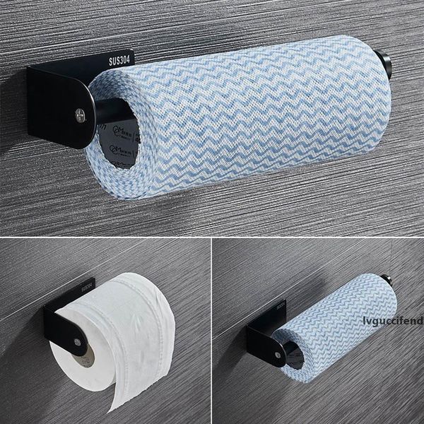 

black paper holder 304 stainless steel towel bar tissue rack for bathroom kitchen wc toilet tissue paper towel roll holder stand t200425