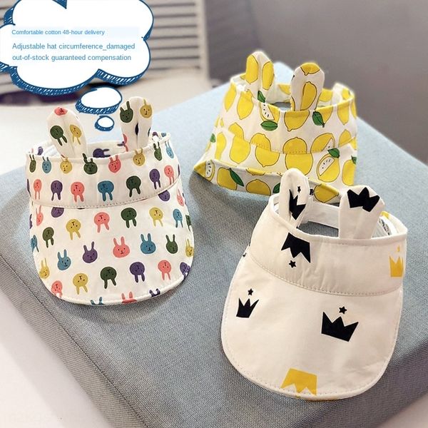 

children's screen cotton outdoor ear cap korean cartoon children's sun hat printing rabbit baby sun hat, Blue;gray