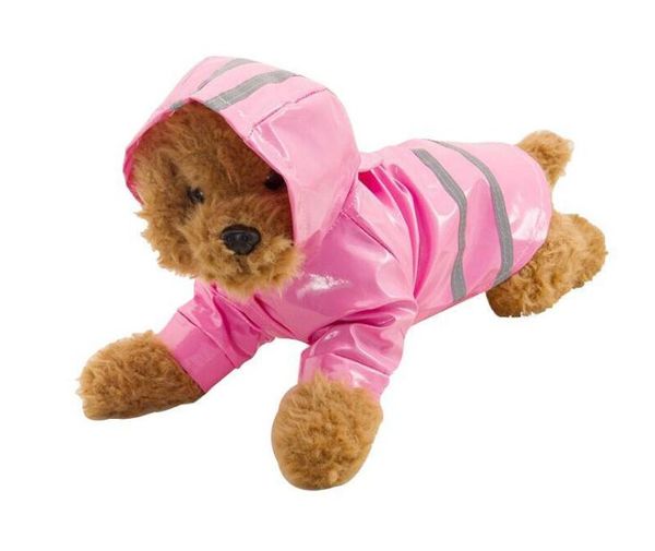 

hight quality dog raincoat pu reflective strip hooded raincoat comfortable breathable teddy bear dog costume pet raincoat