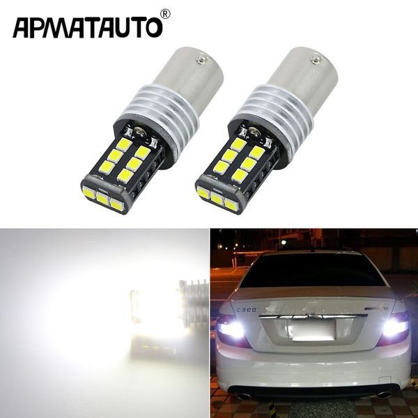 

apmatauto 2x white 1156 pw21 ba15s 3030 15-smd led car rear reversing tail light for w204 c class 2007-2014