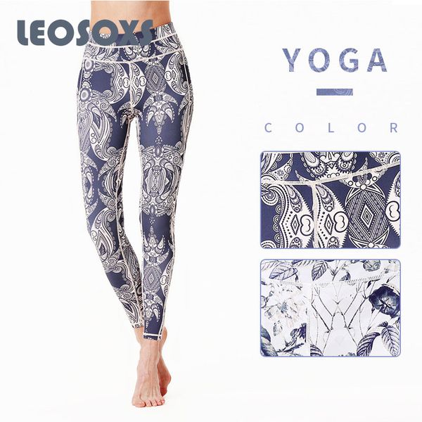

leosoxs yoga pants for women 2020 fashion digital printing fitness yoga leggings sports running quick dry pants, White;red