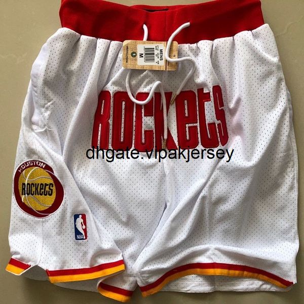 

rocket ball pants white shorts sports shorts mens vest stitched basketball jerseys, Red