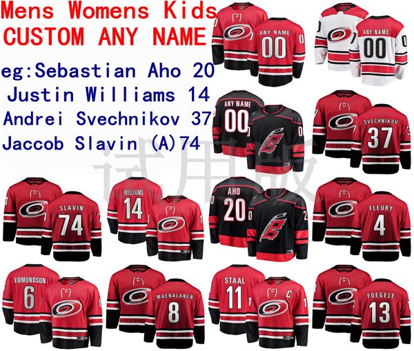 

carolina hurricanes jersey sebastian aho jersey justin williams andrei svechnikov jaccob slavin men red white hockey jerseys custom stitched, Black;red
