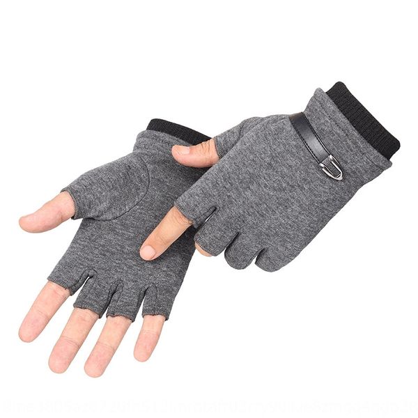 

aq2ix new men' and women' non-velvet warm half finger plus velvet thickened riding and driving chicken game warm gloves keyboard, Blue;gray