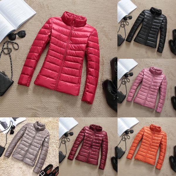 

2020 autumn and winter ultra-thin down women's stand down jacket short jacket collar casual plus size short slim coat, Black