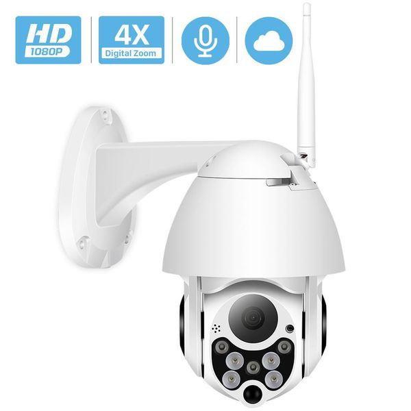 

WiFi home surveillance camera outdoor waterproof PTZ dome high speed dome 1080P wireless camera white