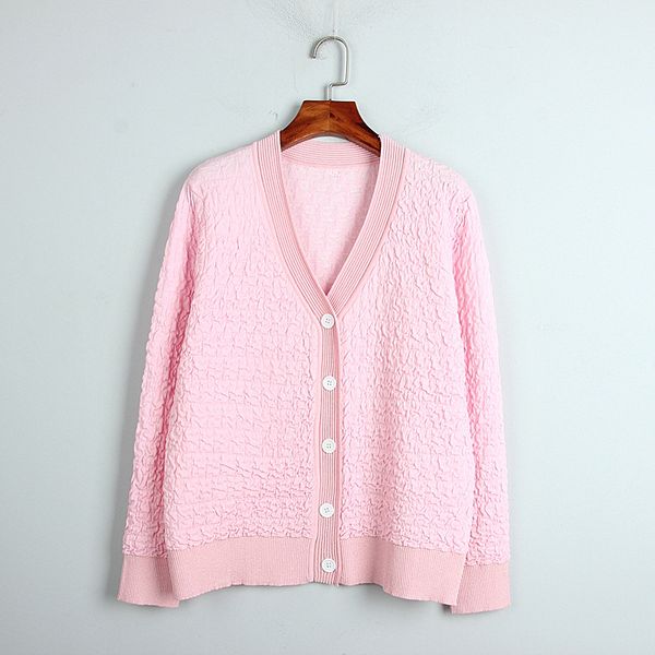 

710 2020 brand same style regular v neck long sleeve kint sweater sweater white pink qian