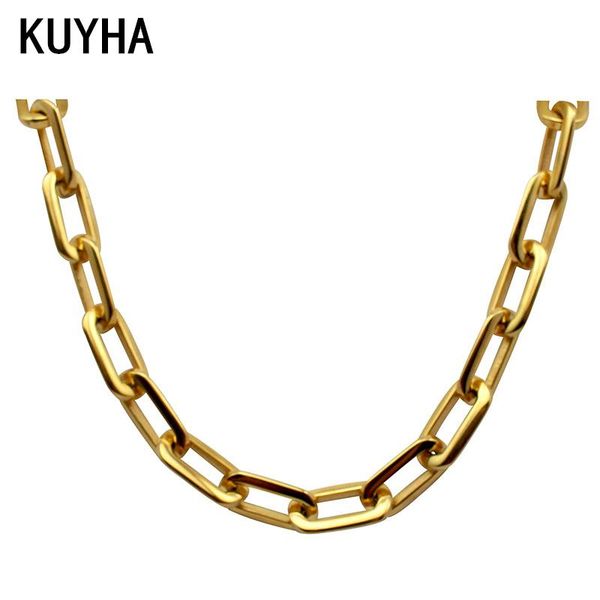 

mirror polish silver never fade stainless steel long square chain connected chain link necklace for women t200113