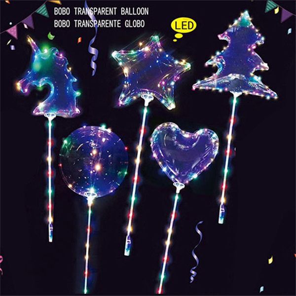 

led light bobo luminous balloon transparent 3m string lights sparkling balls wedding party supply tree heart unicorn shape balloons c121902