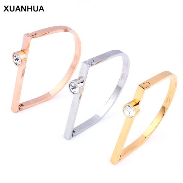 

xuanhua bracelets & bangles fashion bangle stainless steel jewelry woman minimalist luxury bracelet jewelry female accessories, Black