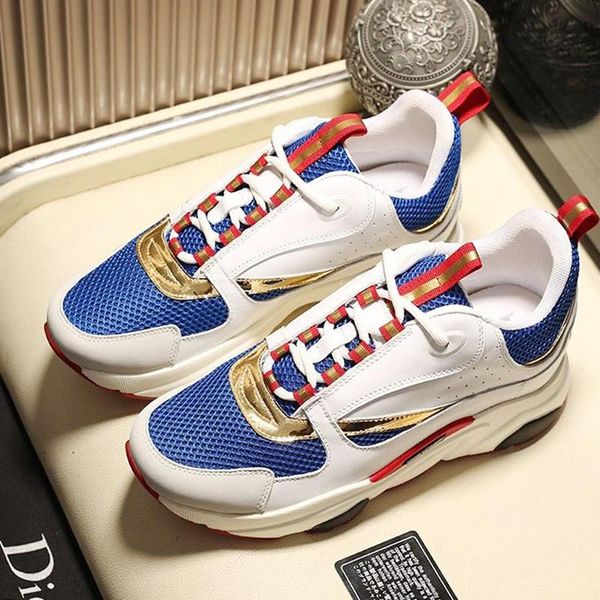 

mens shoes b22 canvas and calfskin sneaker fashion comfortable sports shoes lace -up low casual luxury men shoes chaussures pour, Black