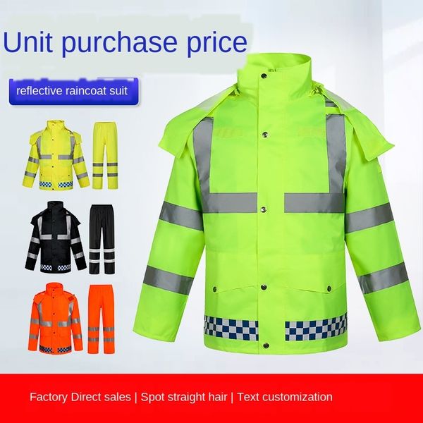 

im1pc split raincoat and rain men's motorcycle set pants suit pants suit waterproof coat motorcycle riding traffic security duty reflec, Black