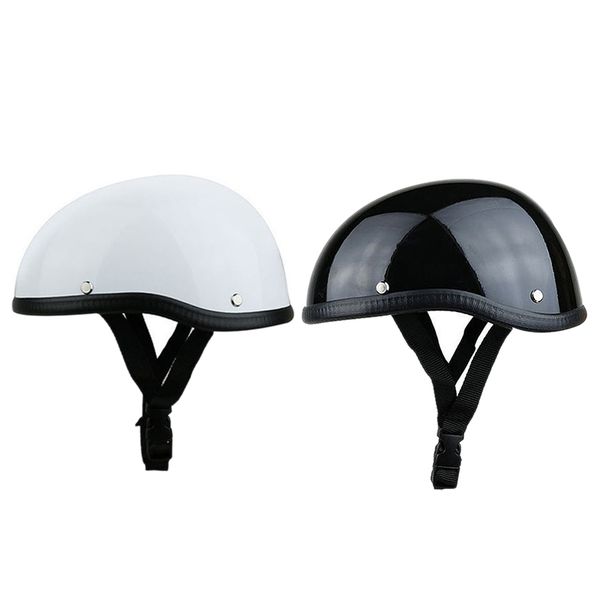 

2pcs skull cap motorcycle helmet vintage half face helmet retro german style chopper cruiser , bright white & bright black