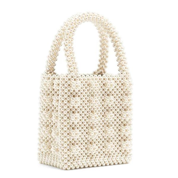 

pearls bag beaded box totes bag women party vintage handbag 2020 summer white hand wholesale drop shipping