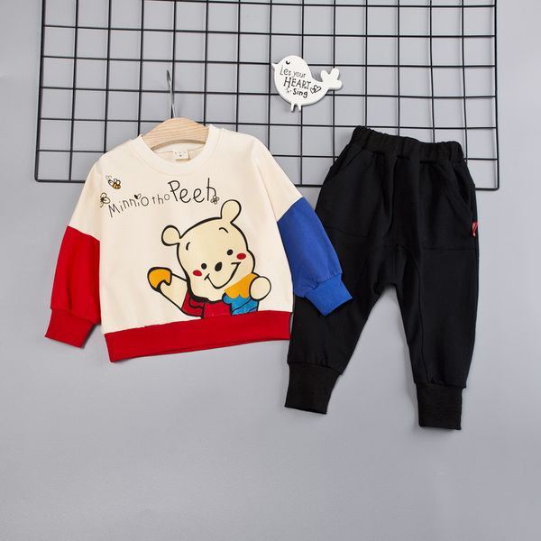 

new 2020 boys and girls spring and autumn suits small and medium-sized children's cotton long sleeve two-piece suit, White