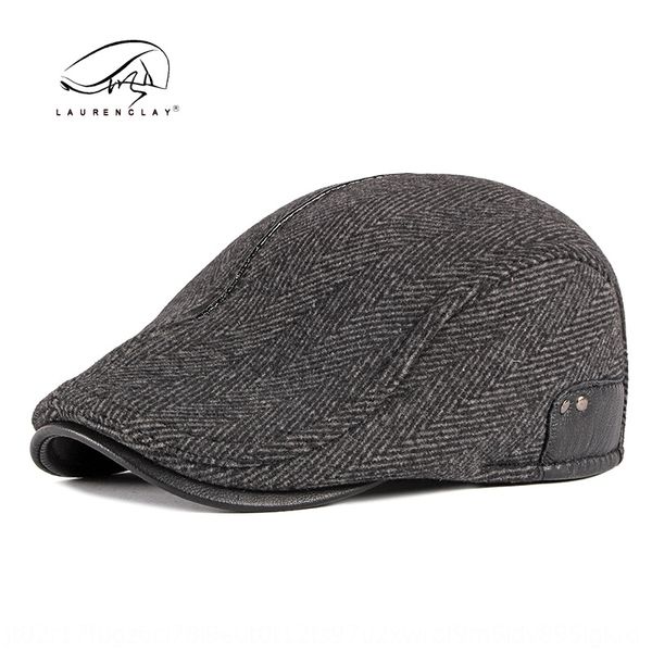 

season beret cap duck tongue hat male british woolen front cap plus velvet middle-aged and elderly beret ear protection tide, Blue;gray