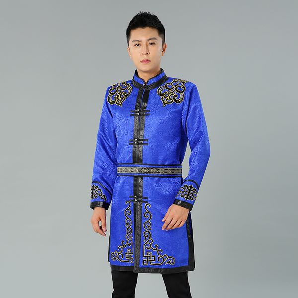 

asia vintage daily life costume traditional ethnic clothing for men tang suit mongolian oriental male jacket, Red