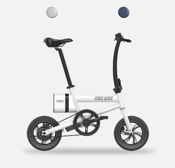 

2020 cmsbike folding electric bike lithium battery powered electric folding bike 12-inch mobility folding electric bike, Silver;blue