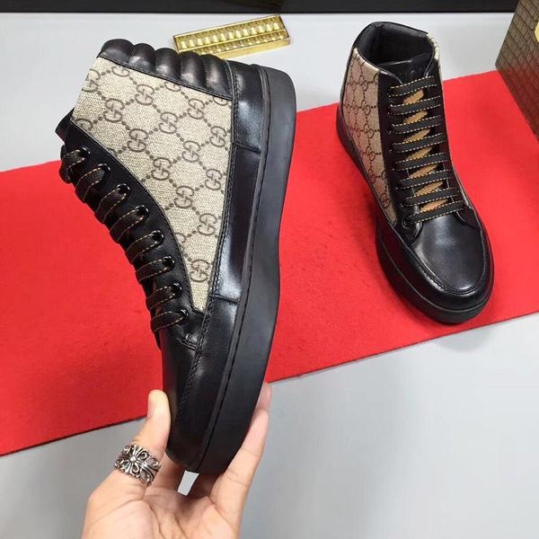 

mens high sneaker fashion mens shoes autumn and winter footwears lace -up plus size casual sports men shoes fast de, Black
