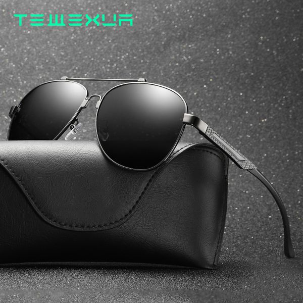 

tewexua 2020 new memory metal pilot style polarized uv400 men and women sunglasses to protect driving eyewear gafas de sol, White;black