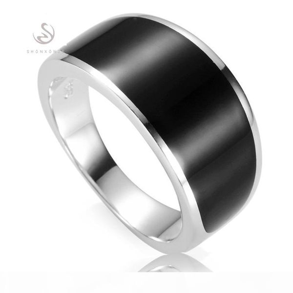 

shunxunze sumptuousness black enamel 925 sterling silver jewelry & accessories male rings for men dropshipping s-3776 size 7 8 9 10 11 12 13
