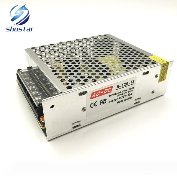 

Wholesale lighting Transformers 10A 120W 85V -265V AC to DC 12V Switch Power Supply Adapter Converter For RGB LED Strip light
