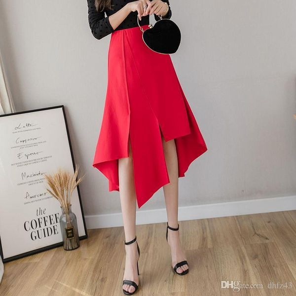 

new plus size 5xl a-line womens skirt big size 4xl casual high waist red skirt korean office women midi skirts jupe femme, Black