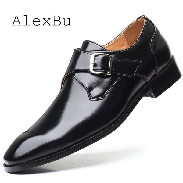 

alexbu new luxury business oxford leather shoes men formal dress shoes brand fashion male office wedding flats big size 6-11, Black