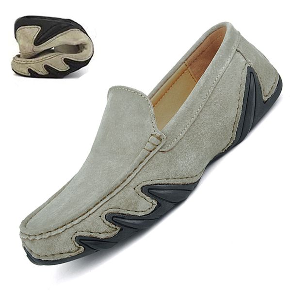 

men casual shoes loafers ocs casual leather shoes soft driving men flats walking lace-up 2020 new footwear, Black