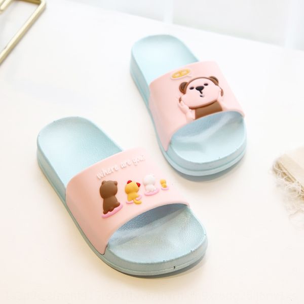 

2019 new cartoon cute bear for boys children children children' girls slippers for boys and girls indoor and outdoor slippers, Black;grey
