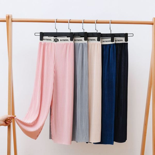 

children's gings children's wide leg korean style girls leggings wrinkle letter waist wide leg pants sun-proof mosquito-proof pant, Blue