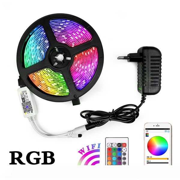 

5m 10m 15m rgb led strip string light waterproof fiexble light led ribbon tape 5050 led lamps with power plug controller