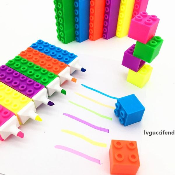 

junhui 24 pcs/lot cartoon highlighter for kids drawing gift color marker pens escolar material stationery office school supplies, Black;red